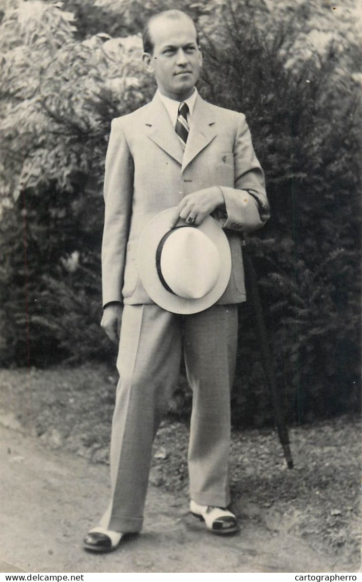 Souvenir Photo Postcard Elegant Man Hat 1937 - Photographie