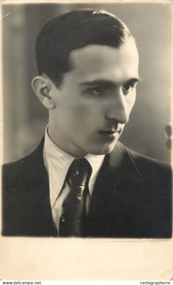 Souvenir Photo Postcard Elegant Man Haircut 1938 - Photographie