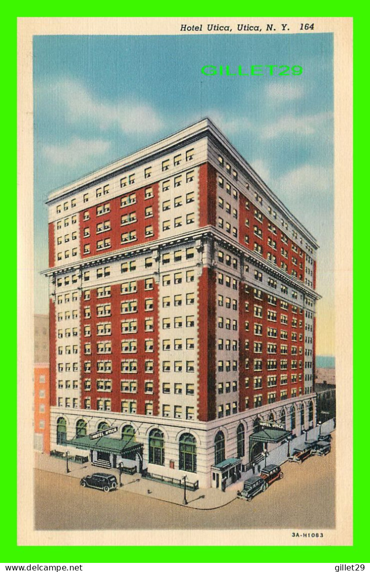 UTICA, NY - HOTEL UTICA - TRAVEL IN 1943 - C.T. ART-COLORTONE - WALTER M. PFEIFER - - Utica