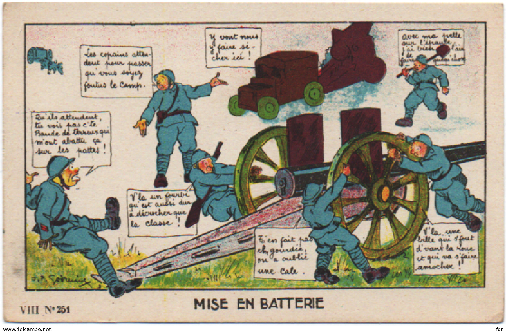 Militaria - Militaire : Guerre 1914-18 : Humoristiques : Mise En Batterie - VIII N° 251 : Illustrateur - Godreine - Umoristiche