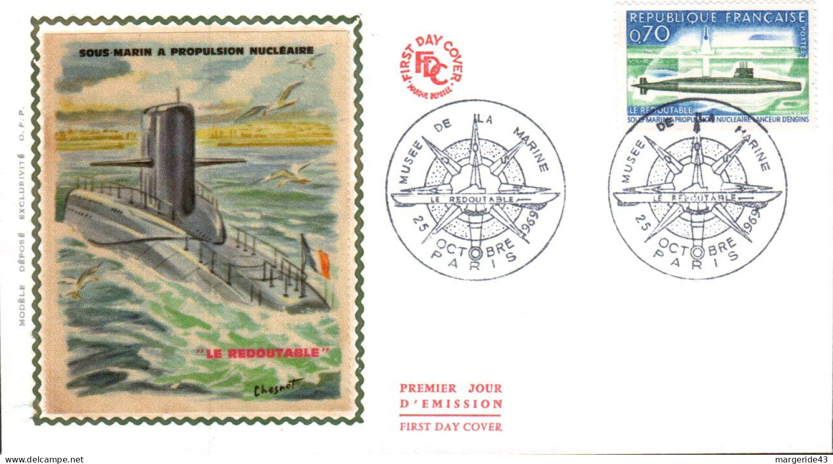 FDC 1969 SOUS MARIN LE REDOUTABLE - 1960-1969