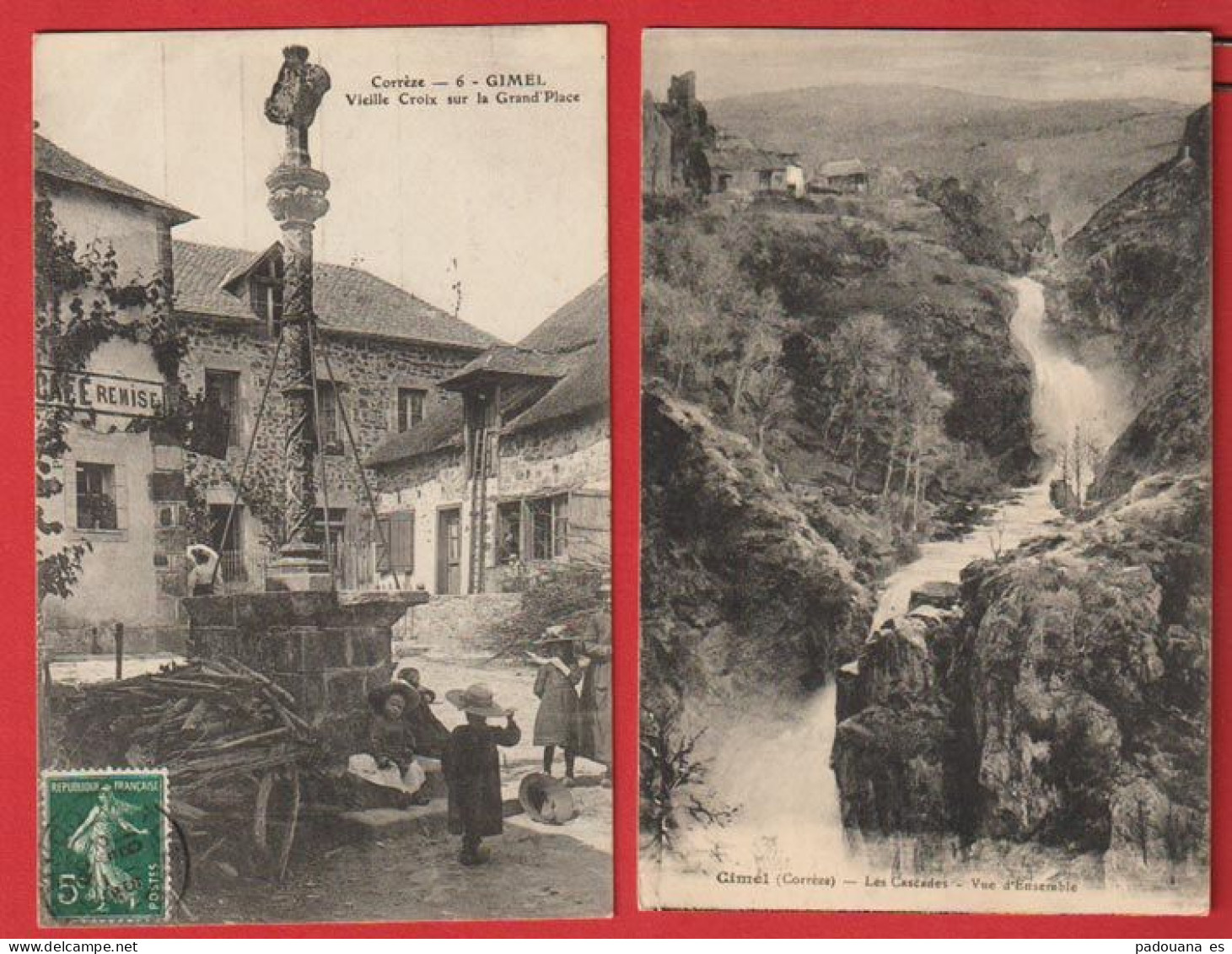 AA714  19  CORREZE GIMEL VIELLE CROIX ET CASCADES  2 CPA - Sonstige & Ohne Zuordnung