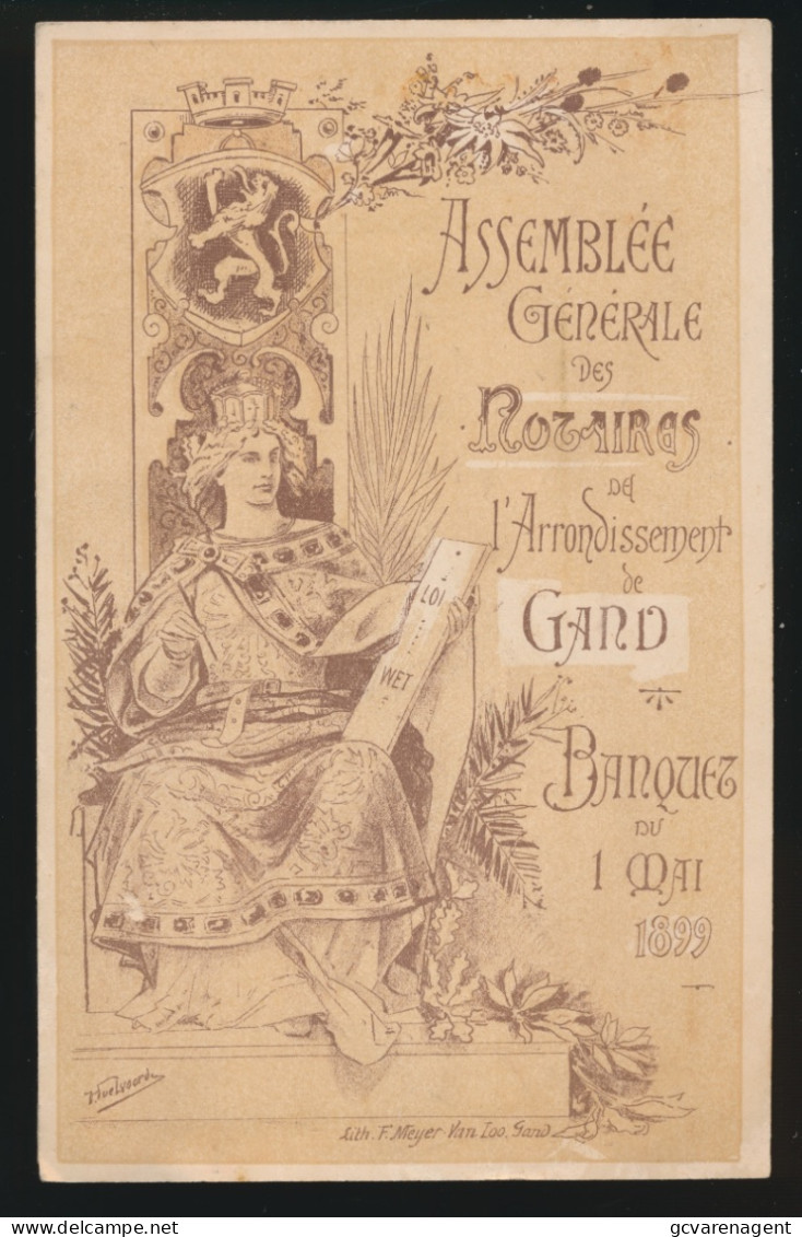 GAND BANQUET DU 1 MAI 1899 - ASSEMBLEE GENERALE DES ROSAIRES DE L'ARRONDISSEMENT DE GAND    195 X 120 MM - Menükarten