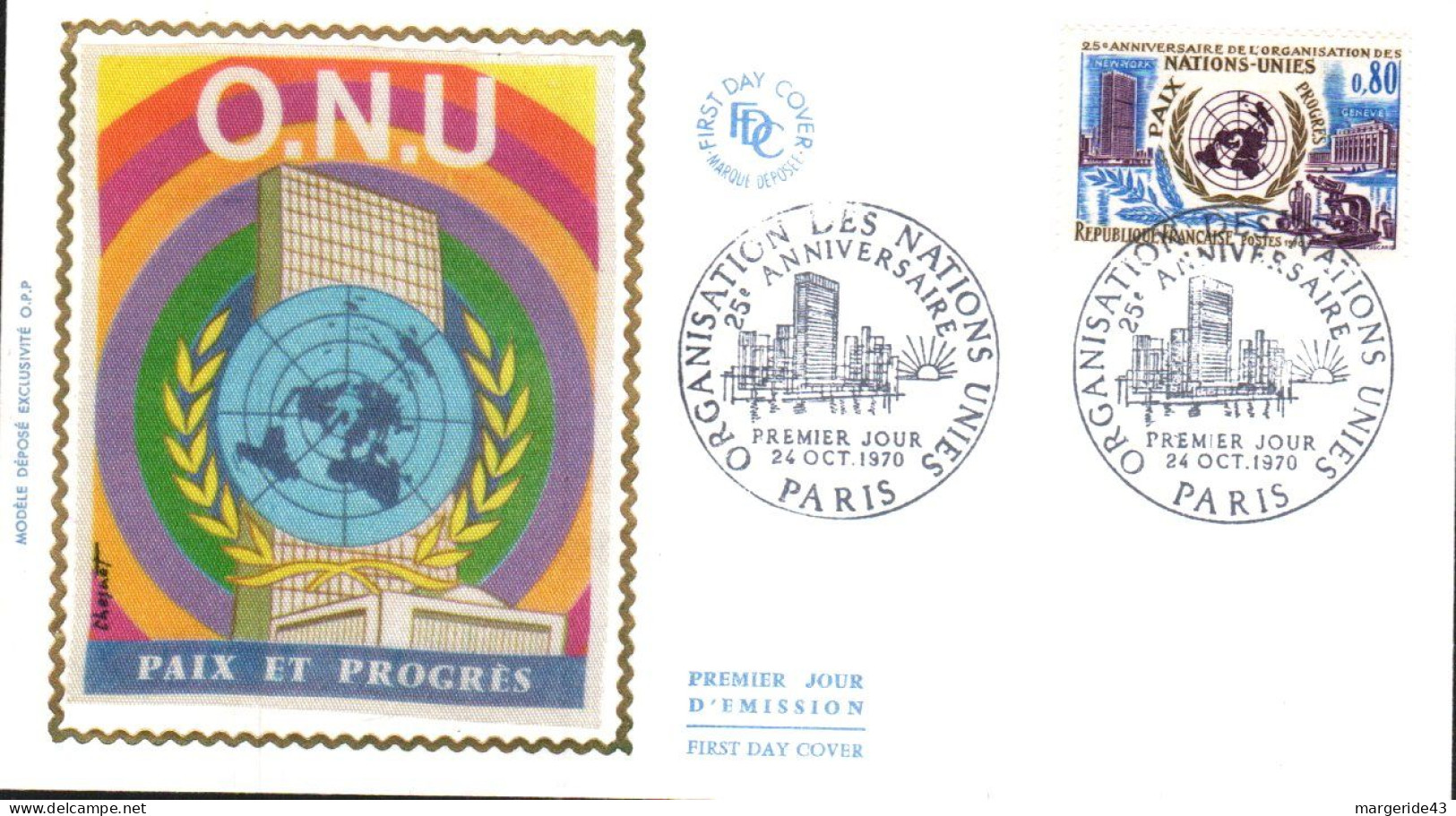 FDC 1970 25 ANS DE L'O N U - 1970-1979