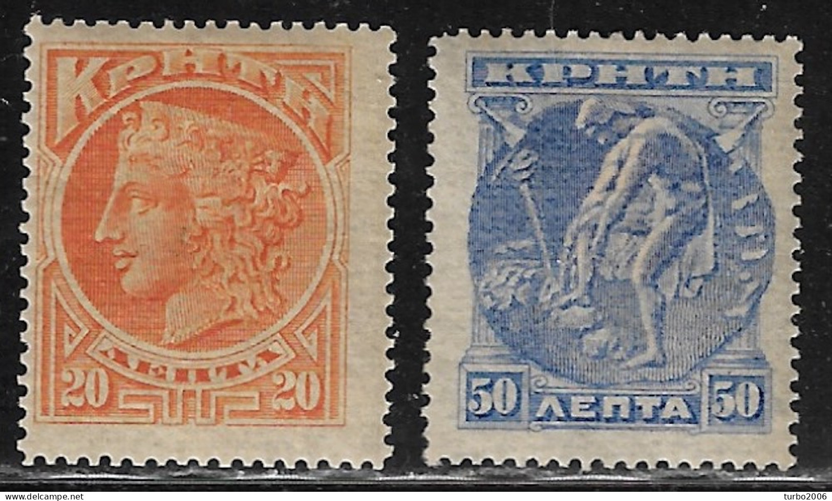 CRETE 1901 New Colours Complete MH Set Vl 20 / 21 MH - Crète