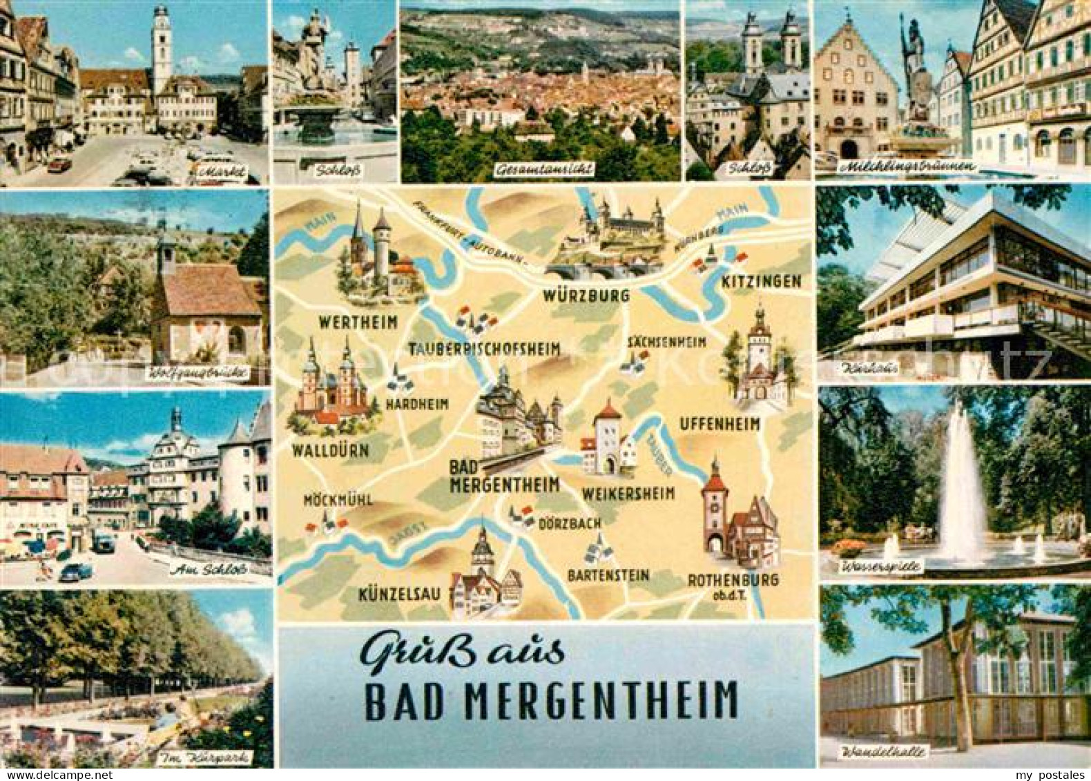 72843633 Bad Mergentheim Schloss Markt Milchlingsbrunnen Wolfgangsbruecke Kurhau - Bad Mergentheim