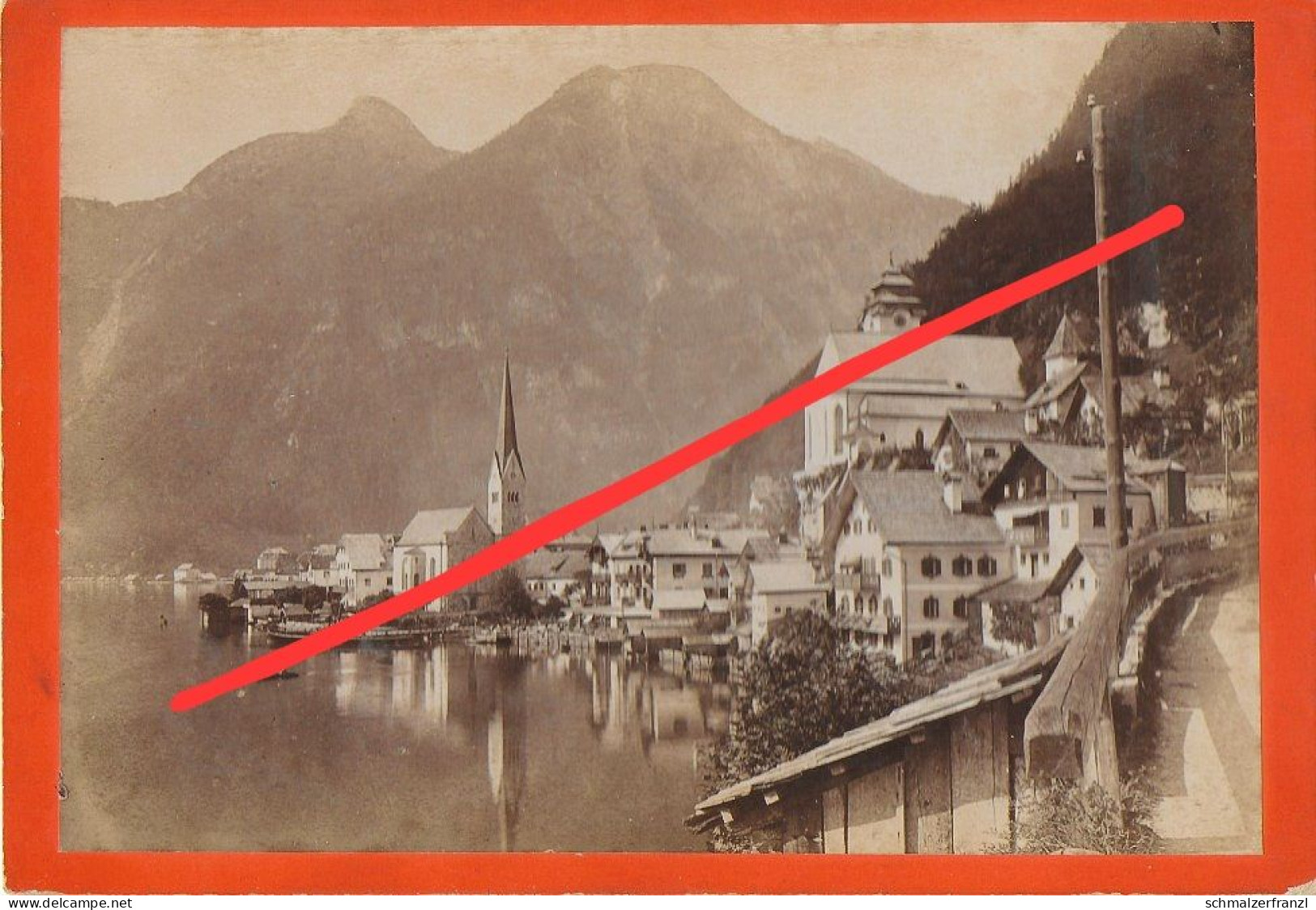 CDV Foto Kabinettfoto Hallstatt Gosaumühlstraße Gasthof Pension Hallstätter See Salzkammergut Moser OÖ Oberösterreich - Hallstatt