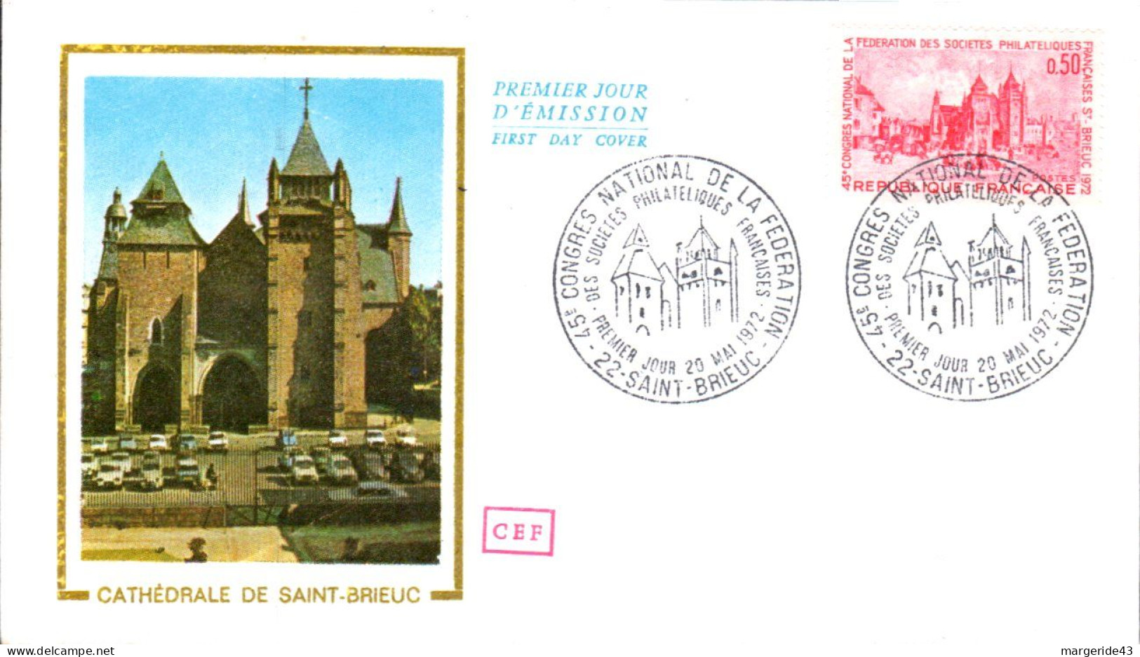 FDC 1972 CONGRE PHILA SAINT BRIEUC - 1970-1979