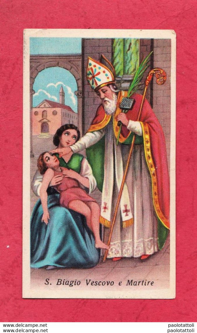 Santino, Holy Card- S. Biagio Vescovo E Martire. Imprimatur 18.8.1898. Editrice GN N°3028. 101x 57mm - Devotion Images