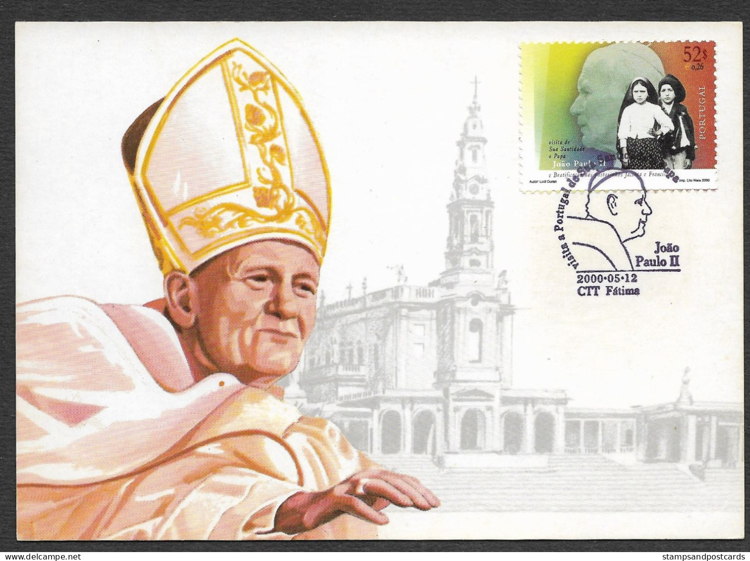 Portugal Pape Jean Paul II Notre Dame De Fatima Carte Maximum 2000 Pope Our Lady Of Fatima Maxicard - Popes