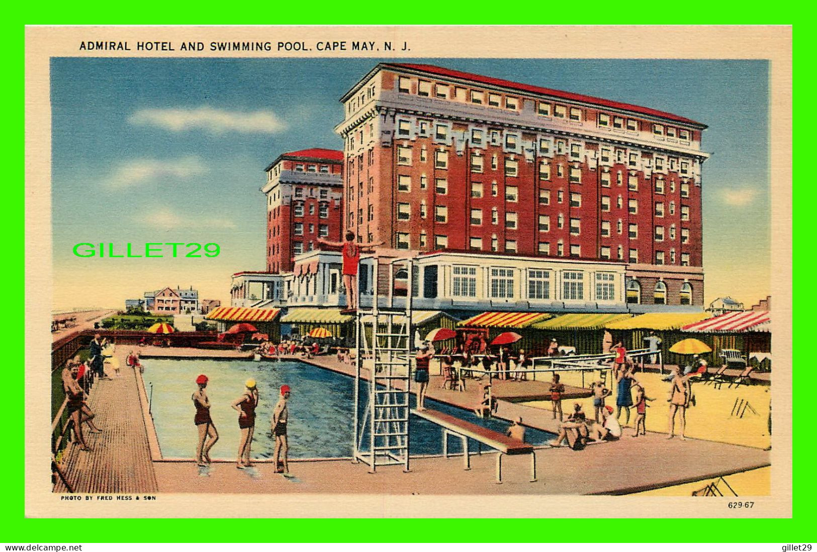 CAPE MAY, NJ - ADMIRAL HOTEL AND SWIMMING POOL - PUB. BY RICKER'S - TICHNOR BROS INC - - Altri & Non Classificati