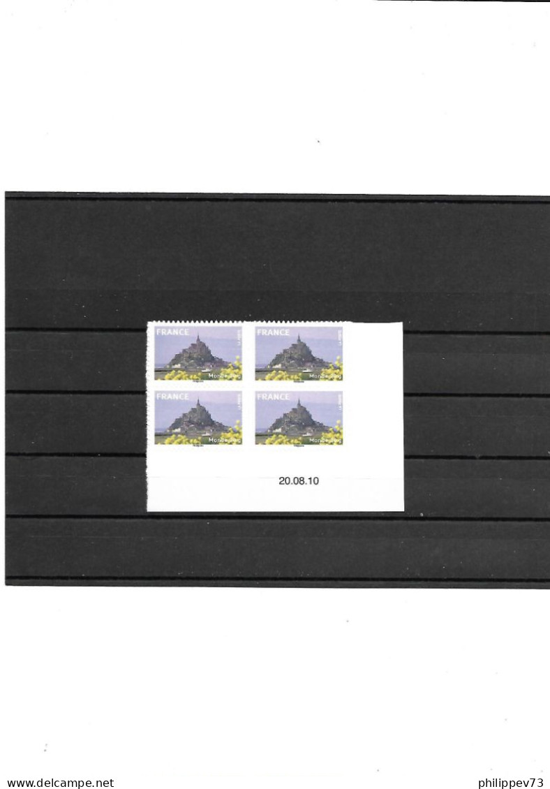 TP Autoadhésif  Le Mont Saint Michel   Année 2009 N° 334A X 4  N** Support Blanc Courrier 20gr Monde - Unused Stamps