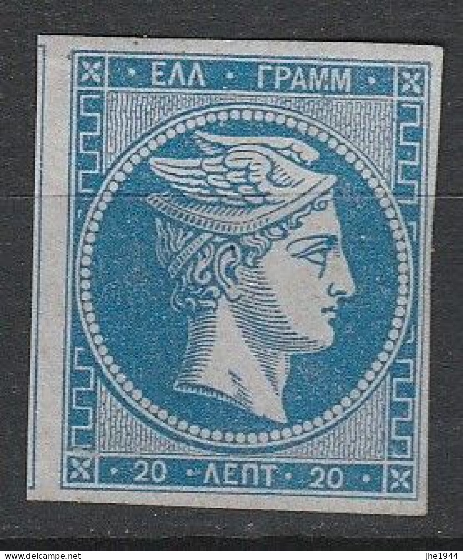 Grece N° 0021 Tête De Mercure Bleu 20 L Chiffre 20 Au Verso - Unused Stamps