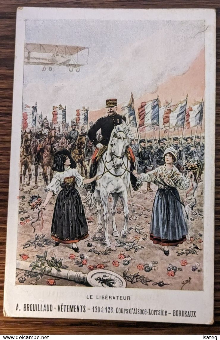 Carte Postale Ancienne Colorisée : Le Libérateur - Vêtements Brouillaud - Non Classés