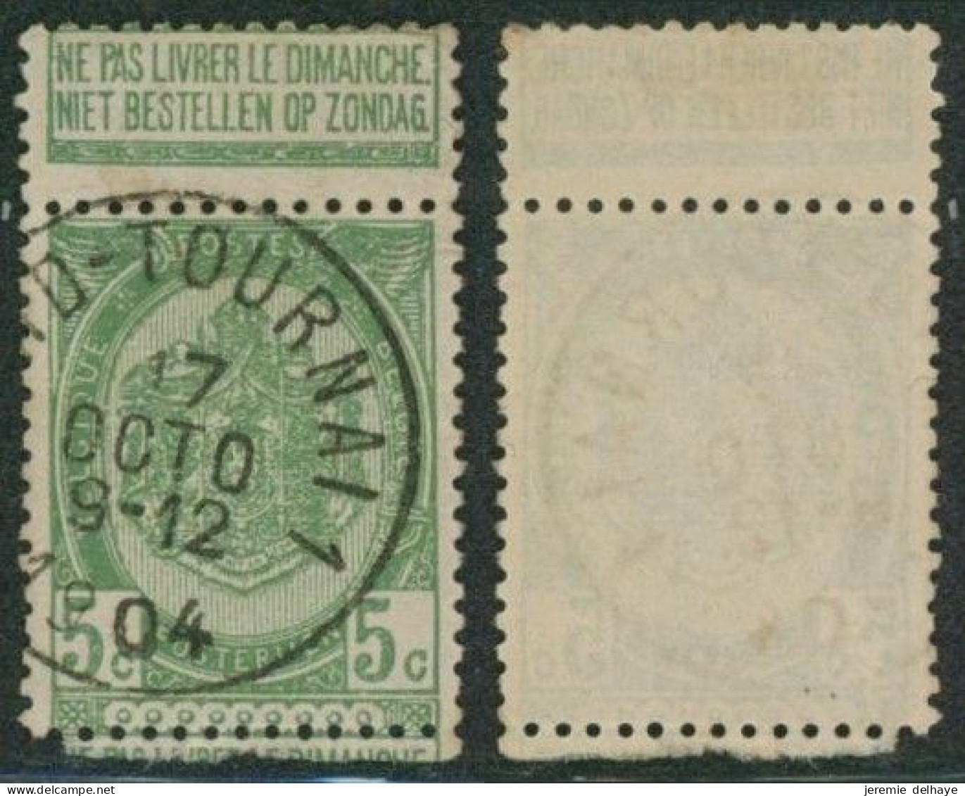 Fine Barbe - N°56 Obl Simple Cercle Ambulant "Gand-Tournai 1" (T1L) - 1893-1900 Fijne Baard