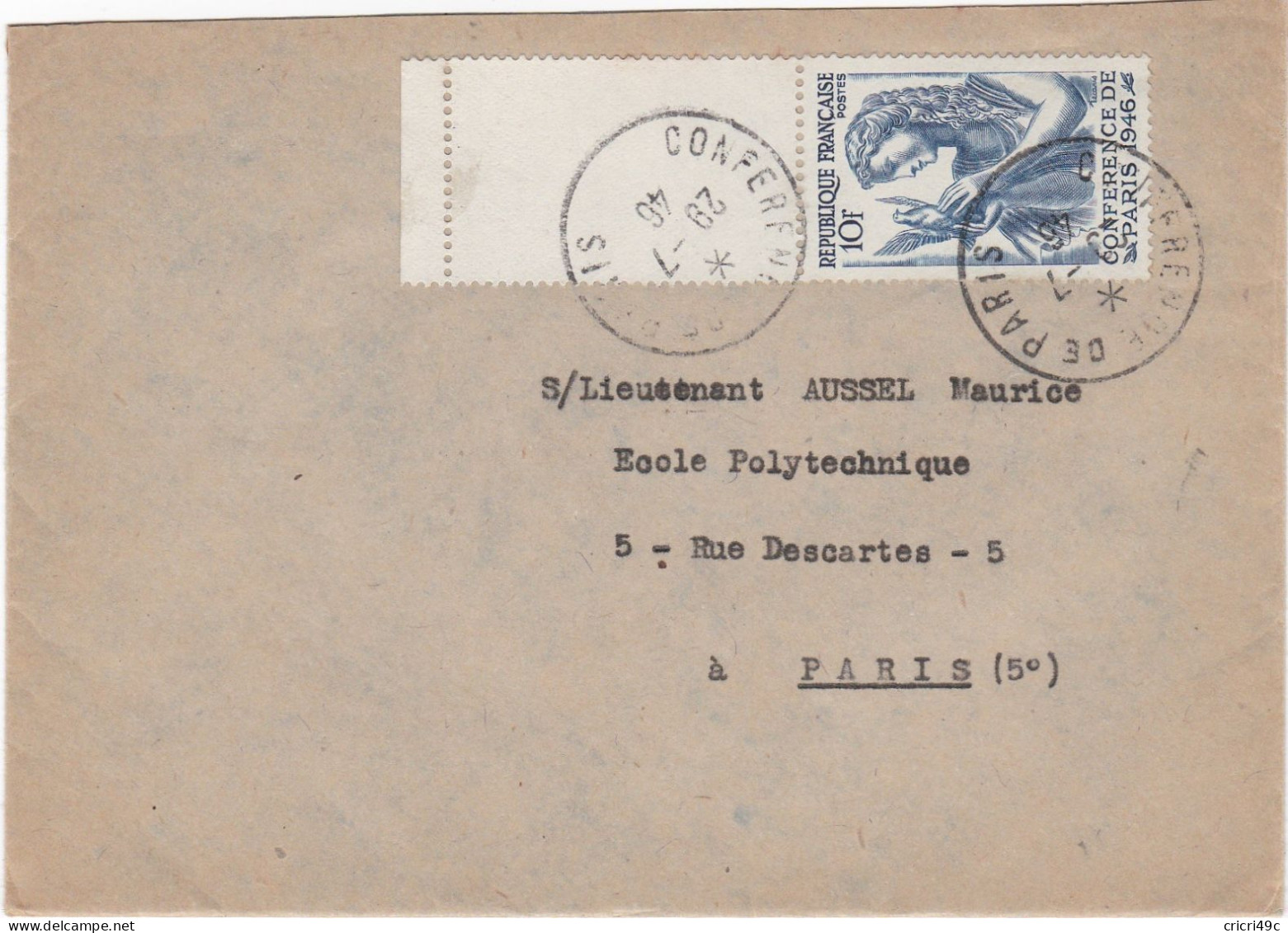 Enveloppe Conférence De Paris Le 29/07/1946 N°Y&T 762 - ....-1949