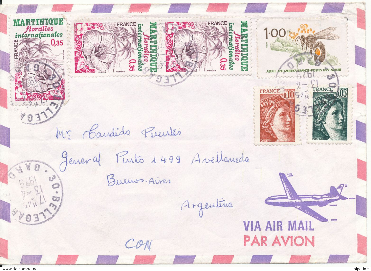 France Air Mail Cover Sent To Argentina Bellegarde 13-4-1979 With More Topic Stamps - 1960-.... Covers & Documents