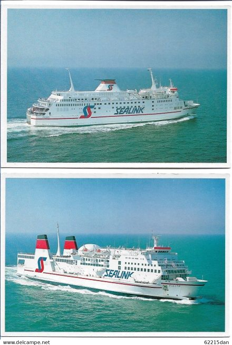 BATEAUX . SEALINK . COTE D'AZUR . FIESTA . LIGNE CALAIS DOUVRES . LOT DE 2 CARTES - Ferries