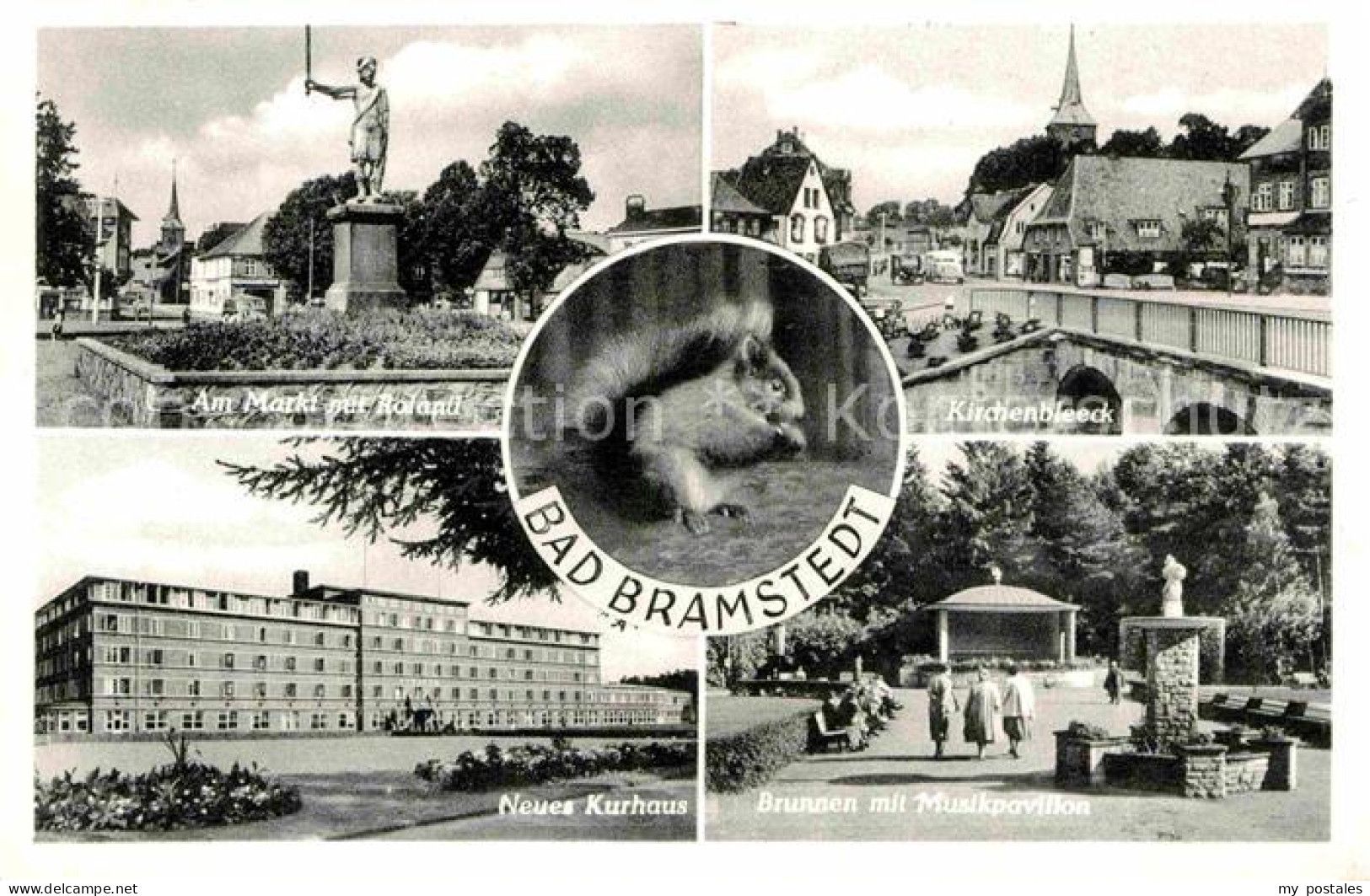 72843067 Bad Bramstedt Markt Rolandstatue Kirchenbleeck Kurhaus Brunnen Musikpav - Bad Bramstedt