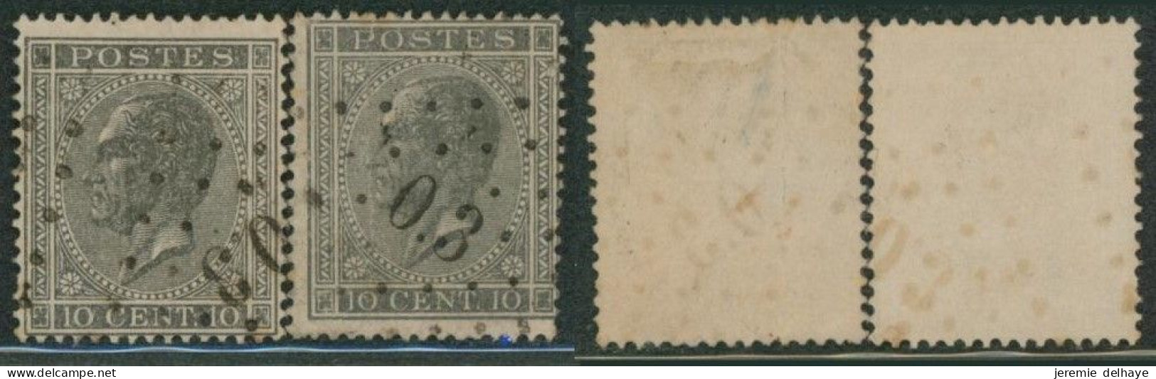 émission 1865 - N°17 Et 17A Obl Ambulant Pt O.3 (Gand-Mouscron) - 1865-1866 Profil Gauche
