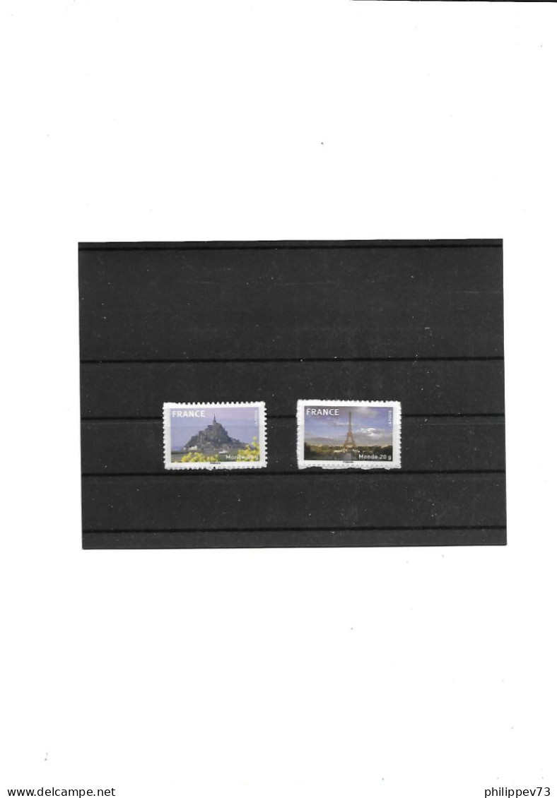 TP Autoadhésif  Le Mont Saint Michel Et La Tour Eiffel   Année 2009 N° 334A- 335A   N**  Courrier 20gr Monde - Unused Stamps