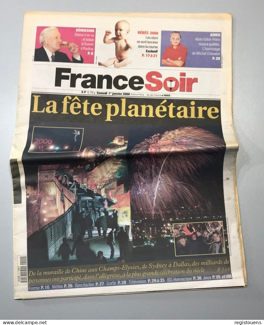 Journal France Soir 1 Er Janvier 2000 - 1950 à Nos Jours