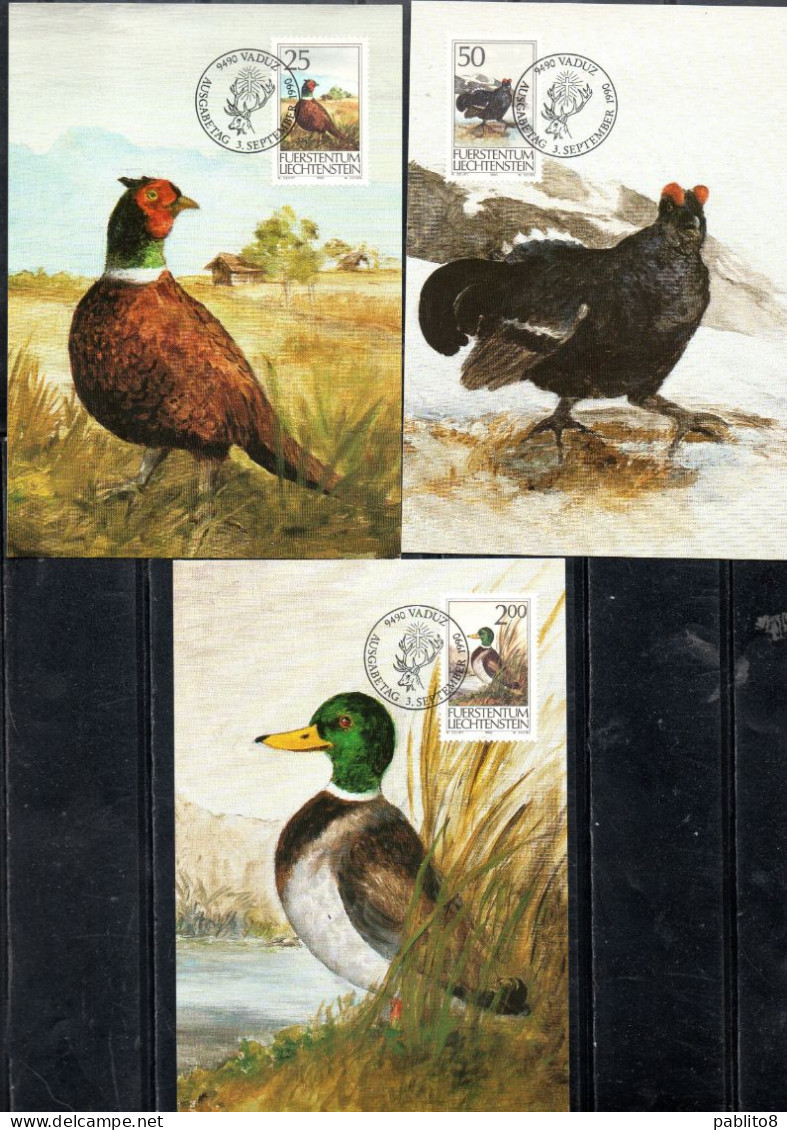 LIECHTENSTEIN 1990 GAME BIRDS COMPLETE SET SERIE COMPLETA MAXI MAXIMUM CARD CARTE - Maximumkarten (MC)