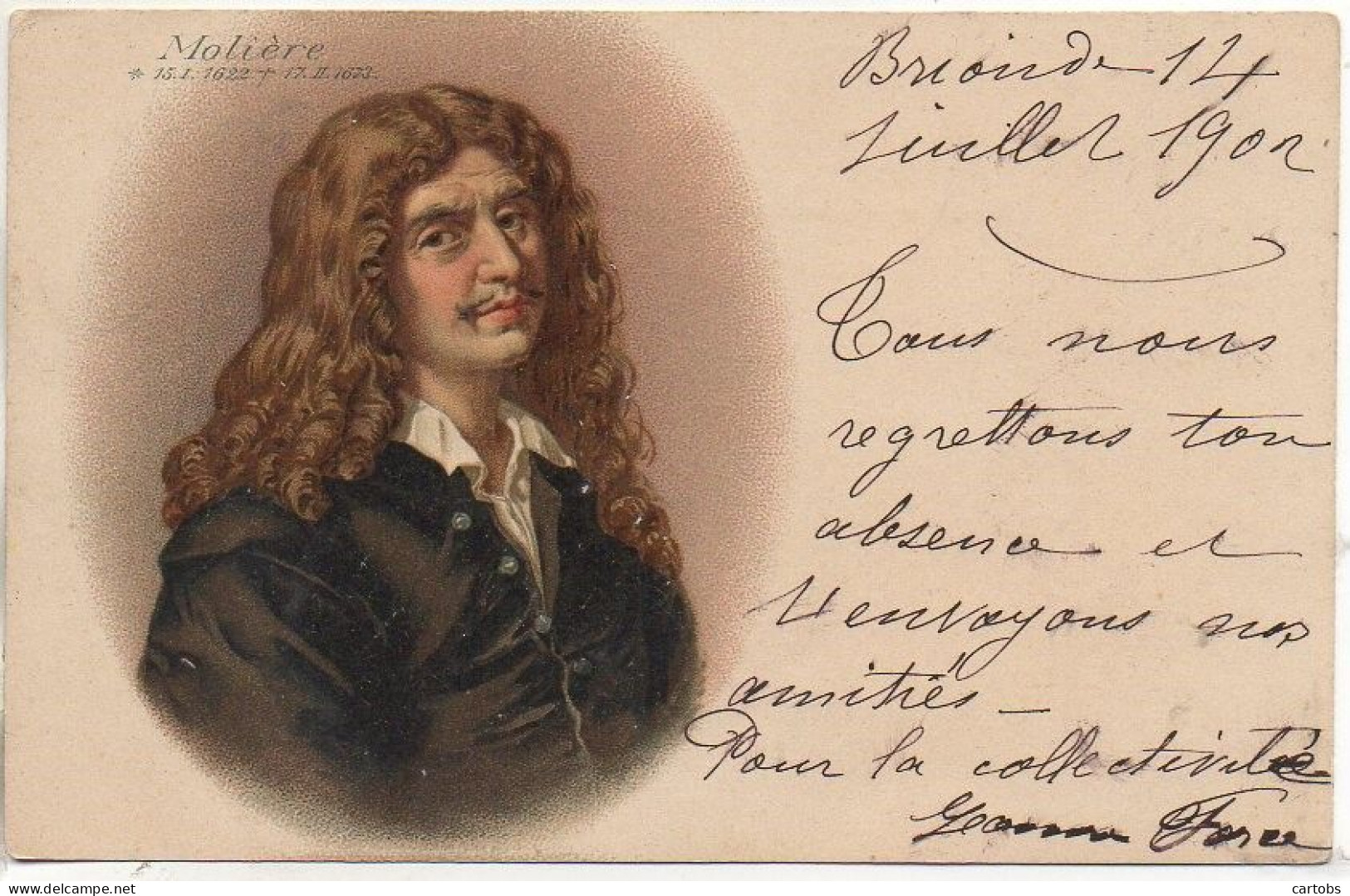 Très Beau Portrait De MOLIERE - Schriftsteller