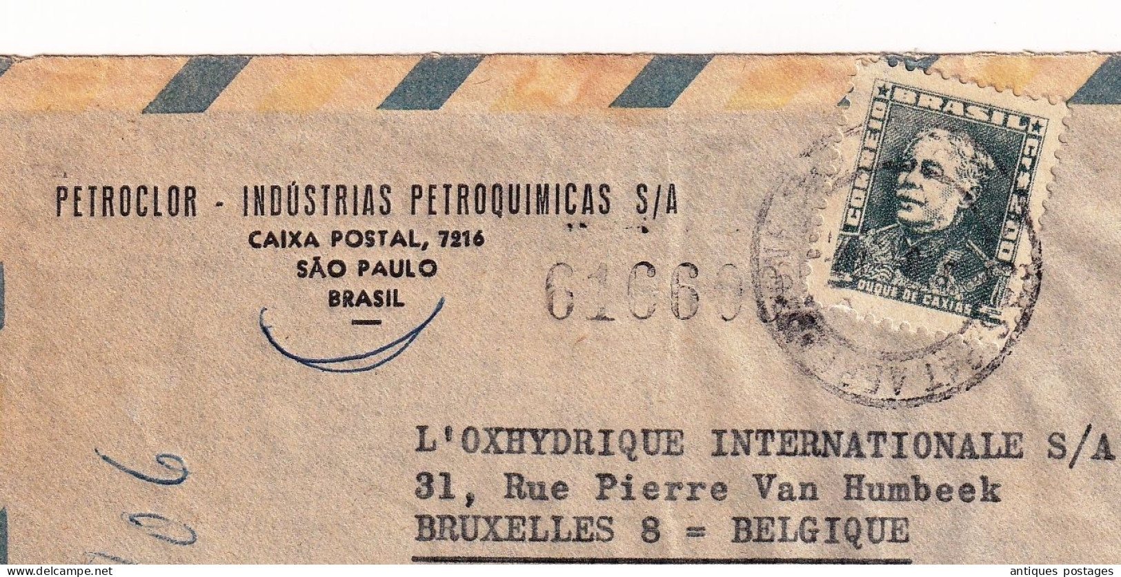 São Paulo Brésil Brazil Brasil Petroclor Insustrias Petroquimicas Pétrole Oil Belgique Oxhydrique Internationale - Storia Postale