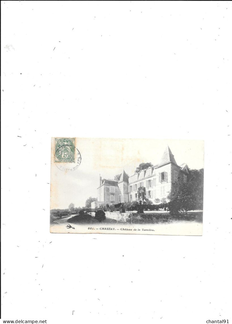 CARTE POSTALE 58 CHASNAY CHATEAU DE LA VERNIERE VOYAGEE - Andere & Zonder Classificatie