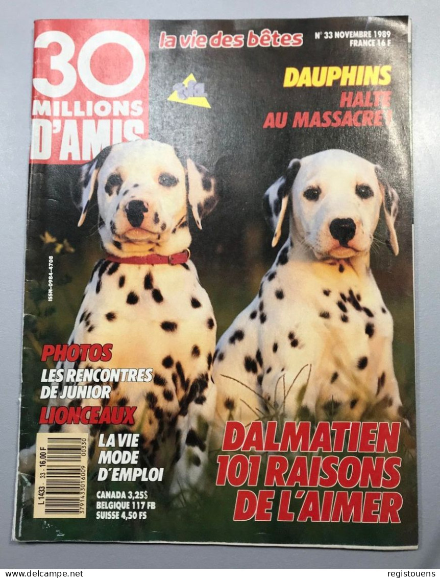 30 Millions D Amis N° 33 - 1989 - Animaux