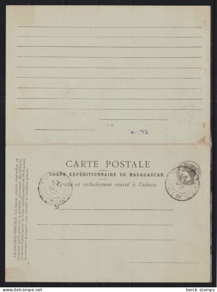 MADAGASCAR - Carte Postale Double - Corps Expéditionnaire De Madagascar 30 Septembre 1895. - Sonstige & Ohne Zuordnung