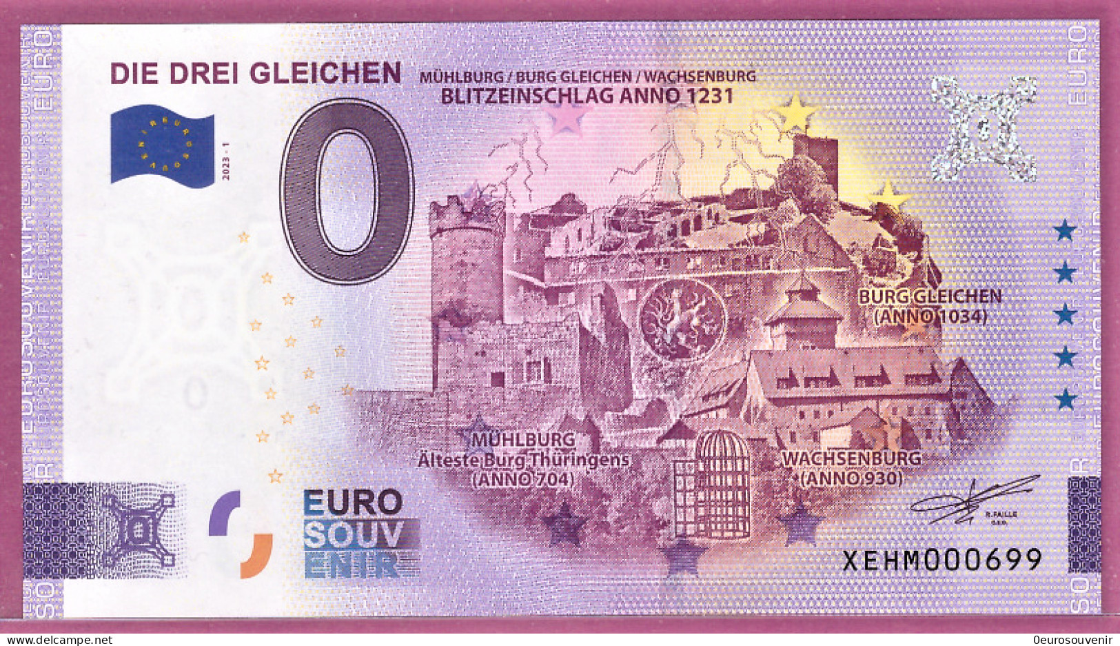 0-Euro XEHM 2023-1 DIE DREI GLEICHEN - MÜHLBURG / BURG GLEICHEN / WACHSENBURG - Privéproeven