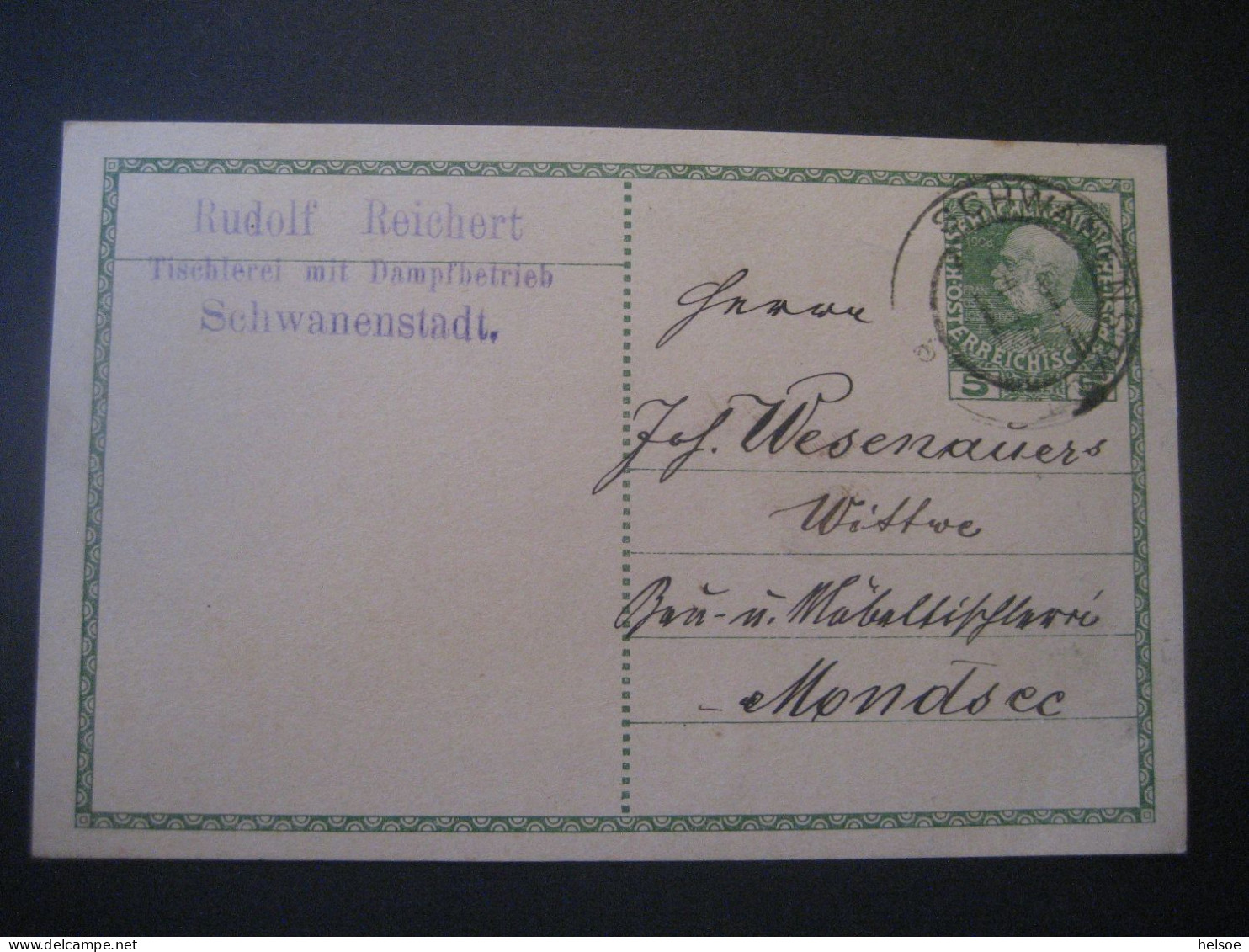 Österreich- Ganzsache Postkarte MiNr. P 216, Gelaufen 1914 Von Schwanenstadt Nach Mondsee - Tarjetas