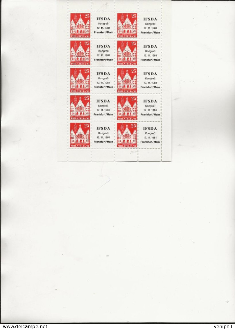 ALLEMAGNE -BLOC FEUILLET IFSDA COGRES 12.11.1981 -FRANCFURT/MAIN  TB - Unused Stamps