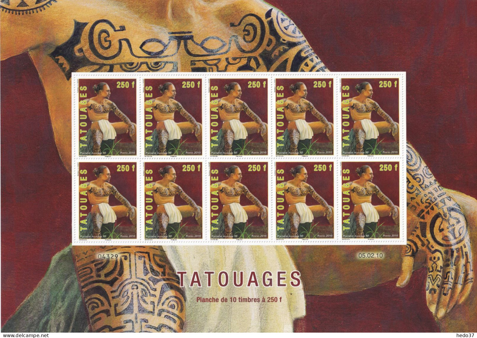 Polynésie N°902/903 - Tatouages - Feuille Entière - Neufs ** Sans Charnière - TB - Unused Stamps