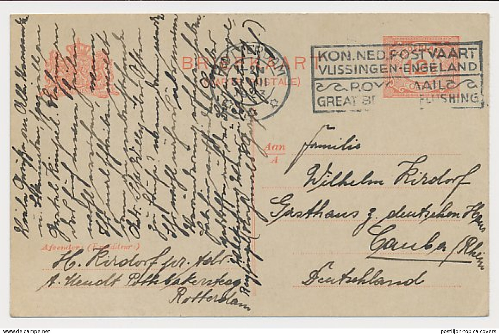 Briefkaart G. 193 Z-1 Rotterdam - Bremen Duitsland 1923 - Postwaardestukken