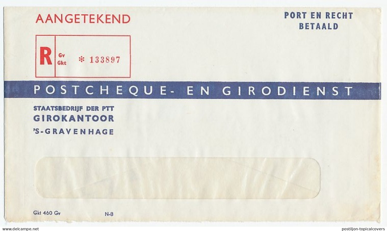 Postcheque En Girodienst - Aangetekend S Gravenhage - Non Classés