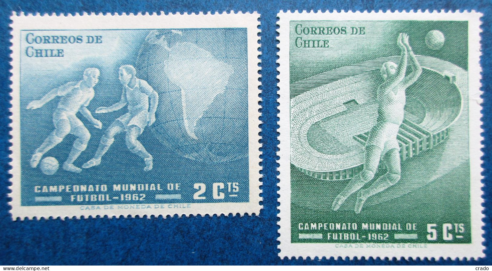 Timbres Neufs** Du Chili N°295/6 De 1962 Thème Football - Chile