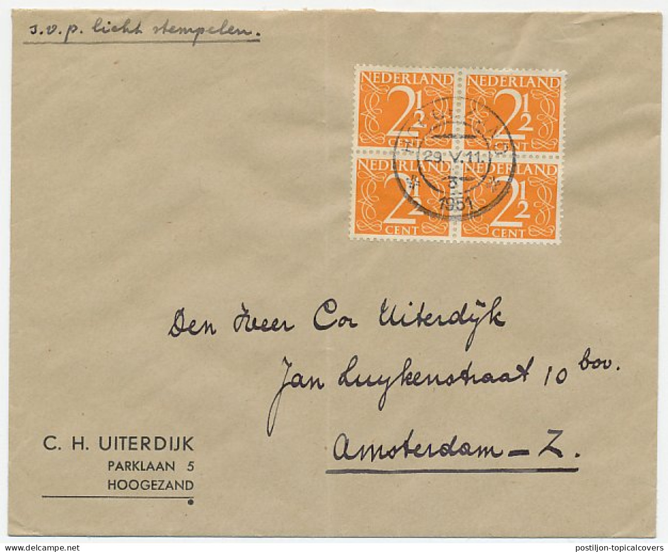 Em. Cijfer Hoogezand - Amsterdam 1951 - Zonder Classificatie