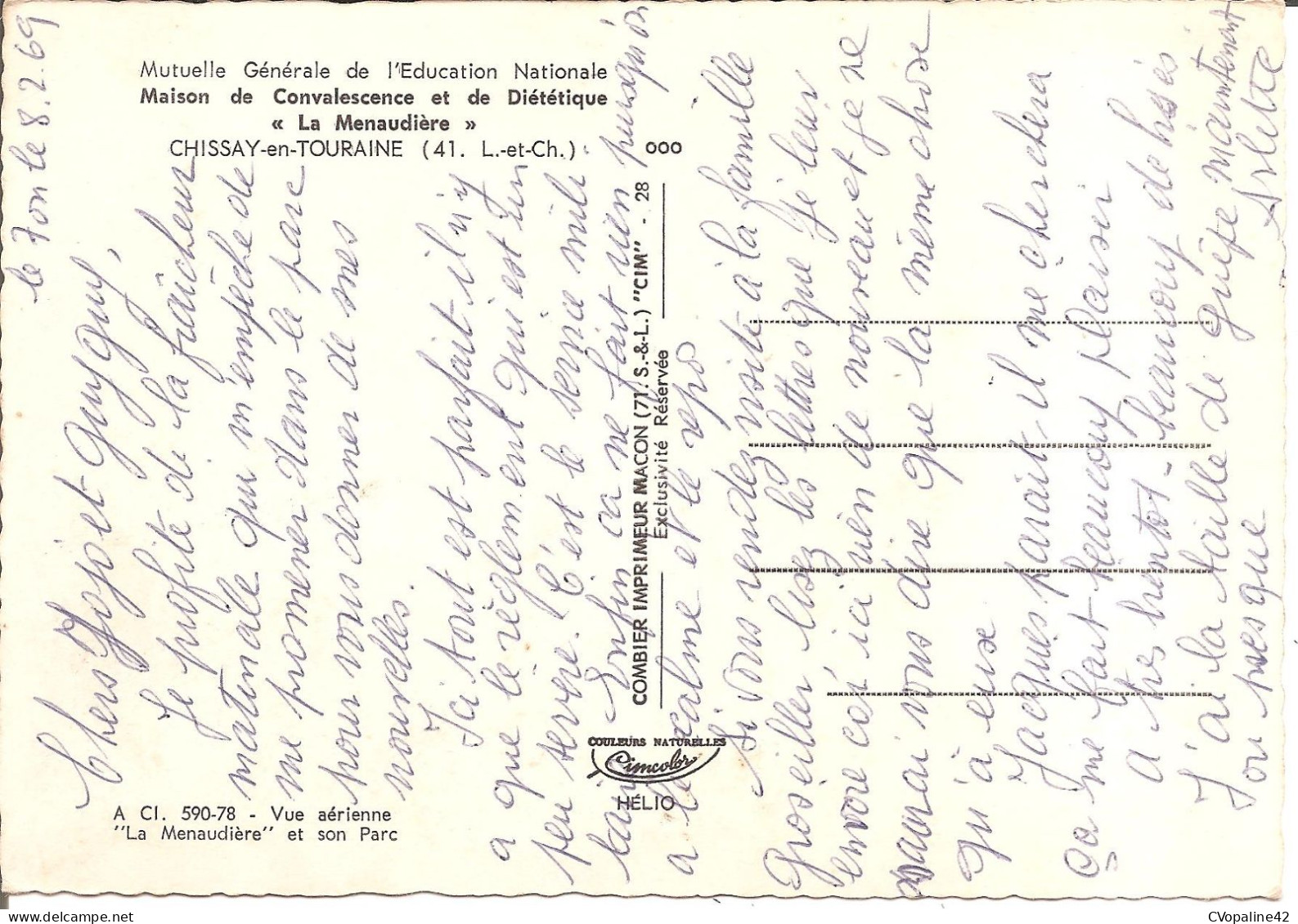 CHISSAY-en-TOURAINE (41) Maison De Convalescence Et De Diététique "La Menaudière" En 1969  CPSM GF - Otros & Sin Clasificación