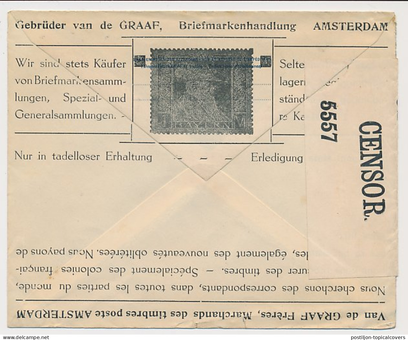 Envelop G. 19 Particulier Bedrukt Amsterdam - GB / UK 191. - Postwaardestukken