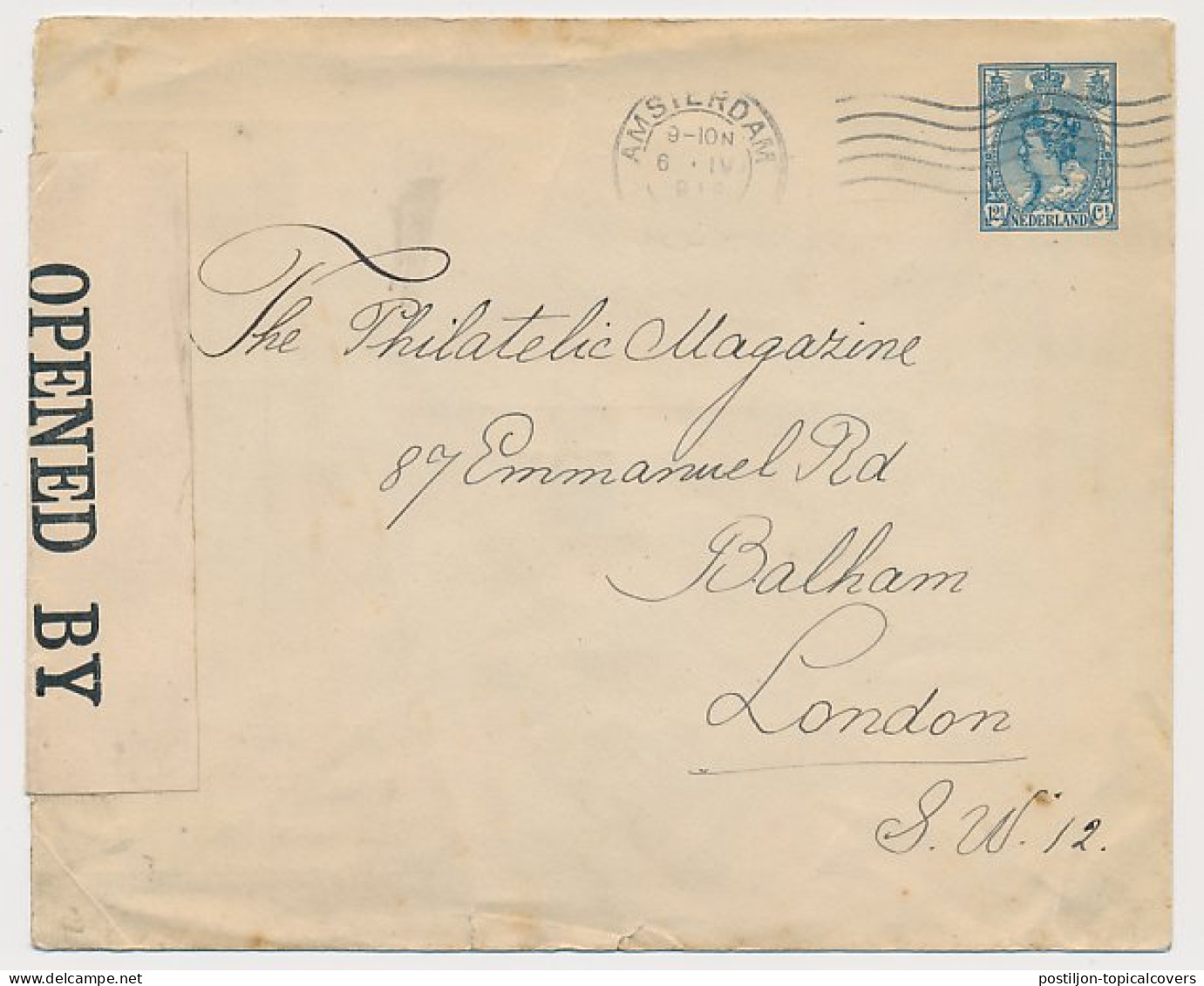 Envelop G. 19 Particulier Bedrukt Amsterdam - GB / UK 191. - Postal Stationery