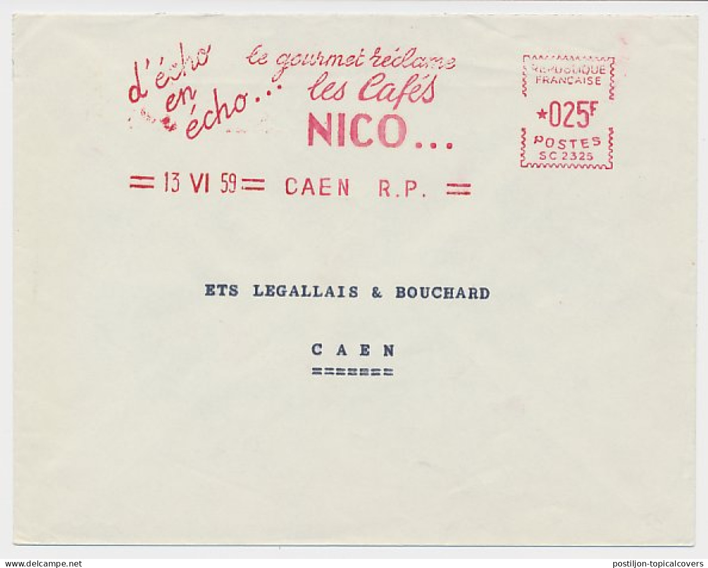 Meter Cover France 1959 Coffee - Nico - Echo - Other & Unclassified