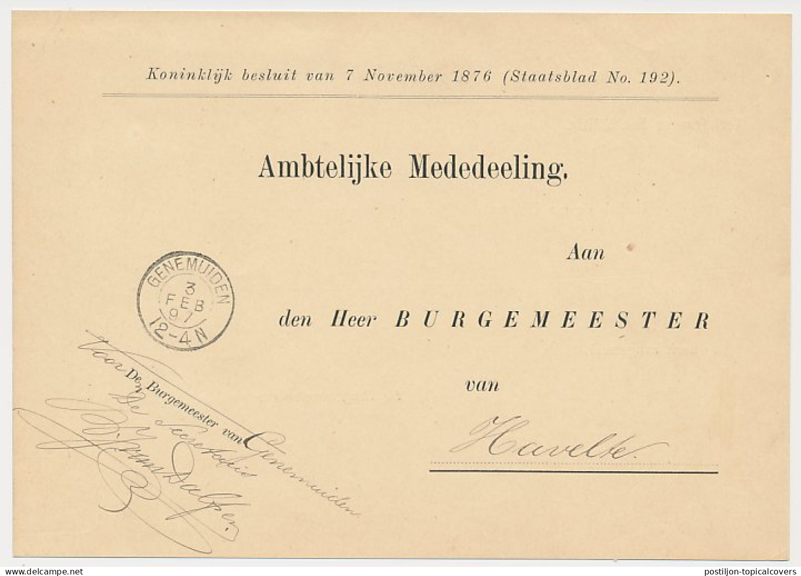 Kleinrondstempel Genemuiden 1897 - Ohne Zuordnung