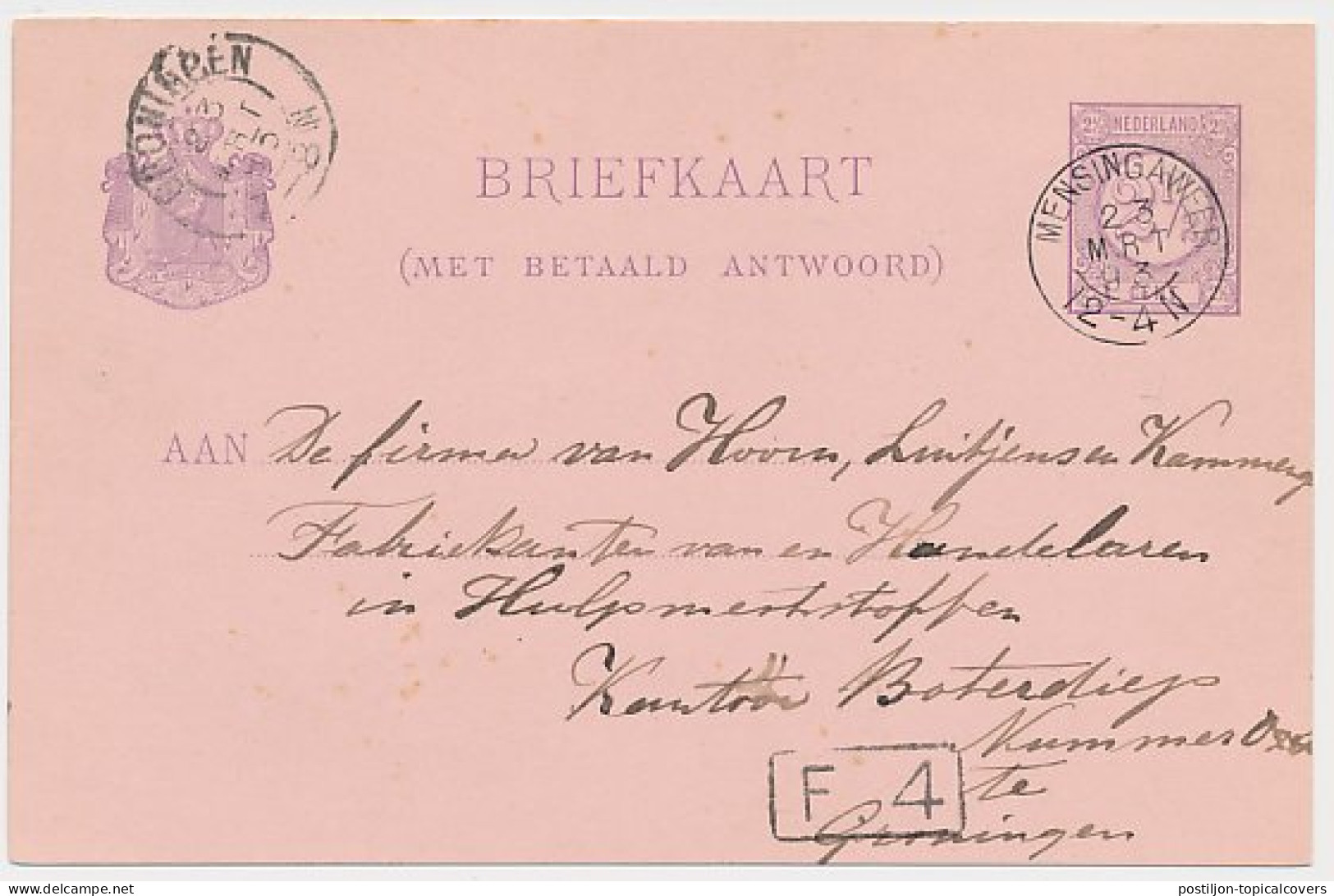 Kleinrondstempel Mensingaweer 1893 - Ohne Zuordnung