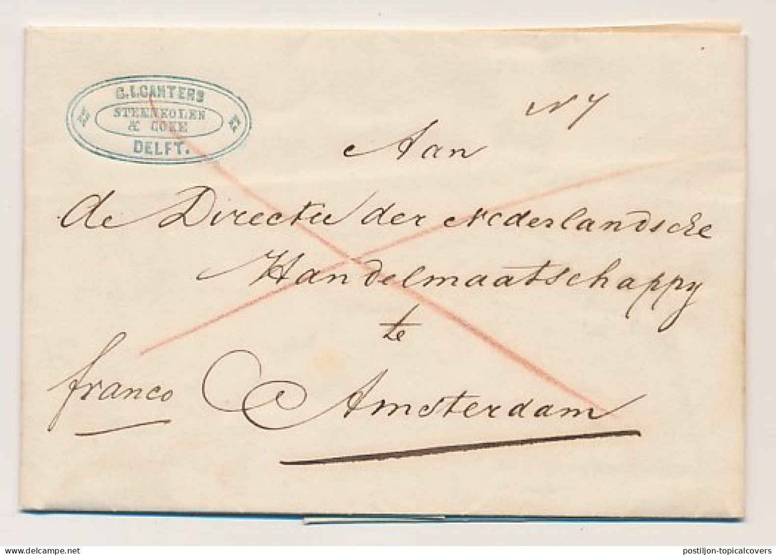 Delft - Amsterdam 1847 - Spoorweg En Stoomboot Expeditie Koens - ...-1852 Prephilately