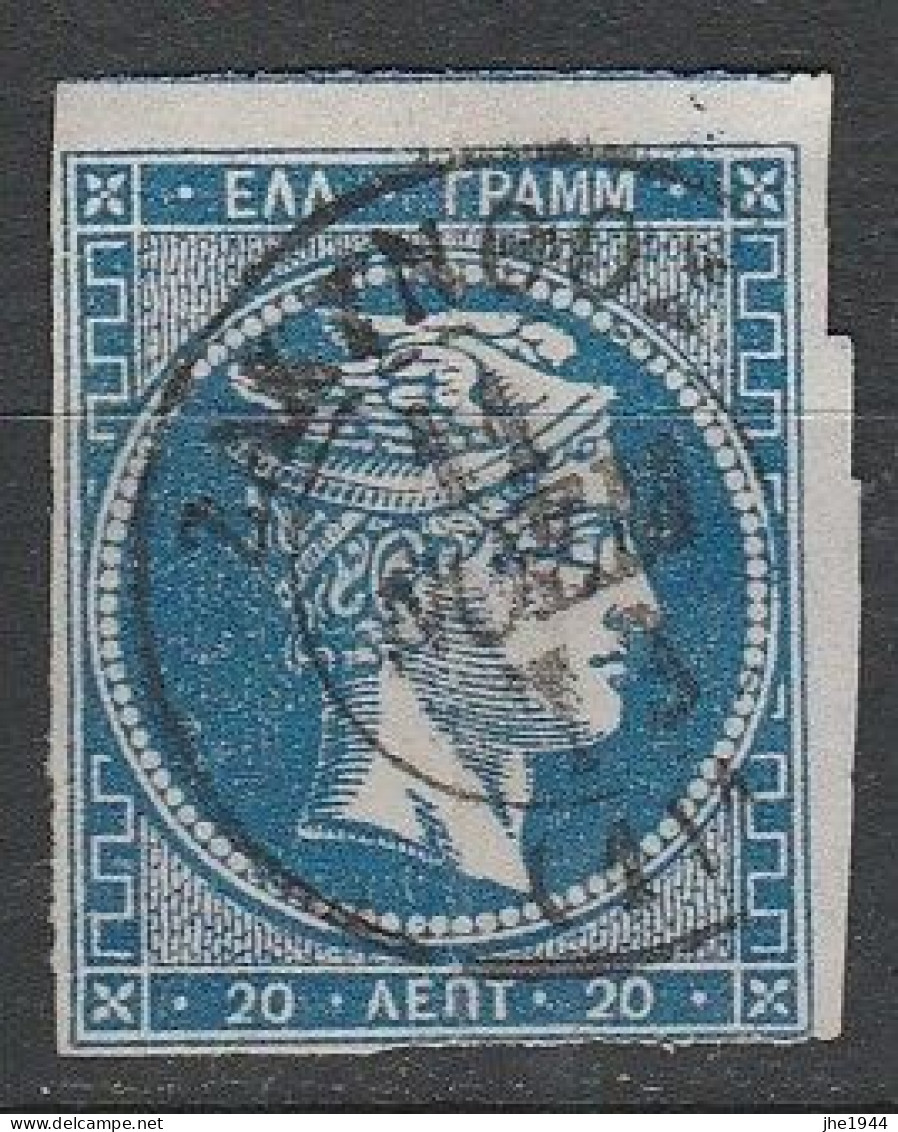 Grece N° 0021 Tête De Mercure Bleu 20 L Chiffre 20 Au Verso - Used Stamps