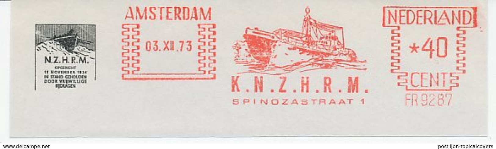 Meter Top Cut Netherlands 1973 Lifeboat - KNZHRM - Royal North And South Dutch Rescue Company - Sonstige & Ohne Zuordnung