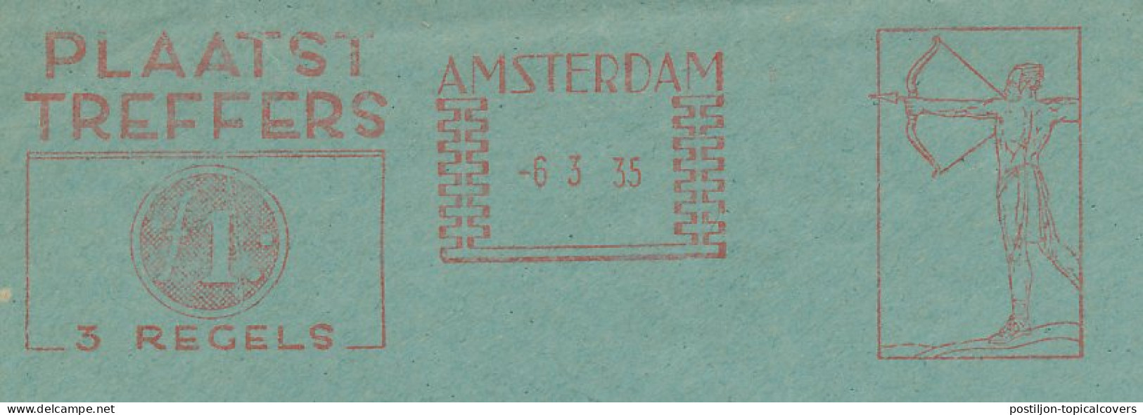 Meter Cover Netherlands 1935 Archer - Newspaper - Autres & Non Classés